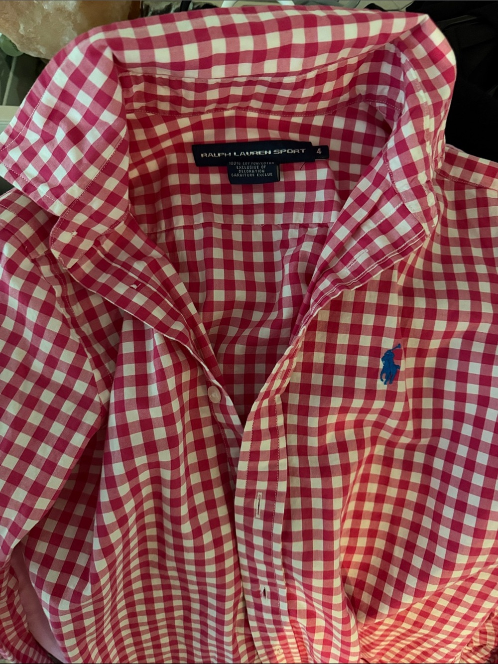 Ralph Lauren WoMen's Pink Gingham Button-Down Shirt